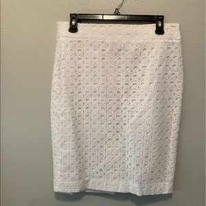 Loft White Eyelet Skirt Size 8